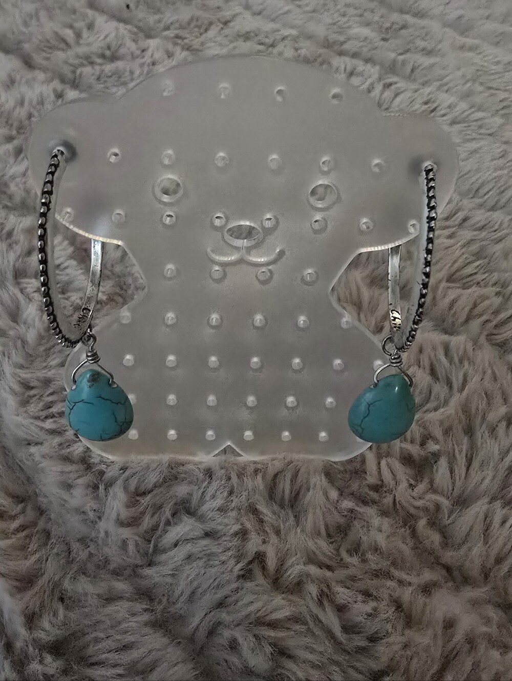 Chicos Turquoise Drop Hoop Earrings - Women Jewelry
